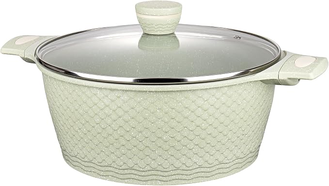 Nonstick Stock Pot with Lid 6.6QT, Large Soup Pot & Pasta Pot - Healthy Non-Toxic Granite Coating 100% PFOA/PFAS Free-Induction Compatible All Stoves - Cool-Touch Handles