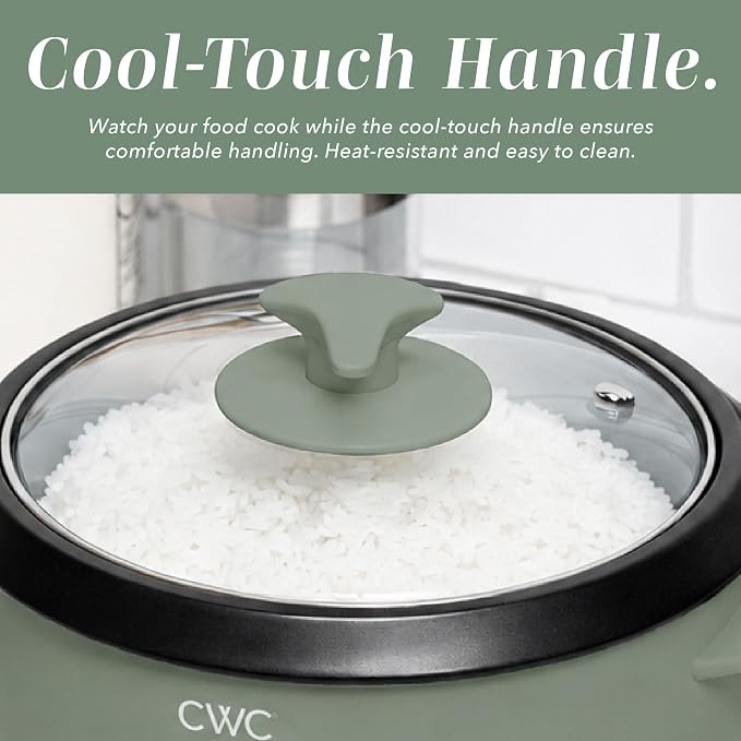 COOK WITH COLOR 6 Cup Rice Cooker 300W - Effortless Cooking and Perfectly, Cooks 3 Cups of Raw Rice for 6 Cups of Cooked Rice, Green