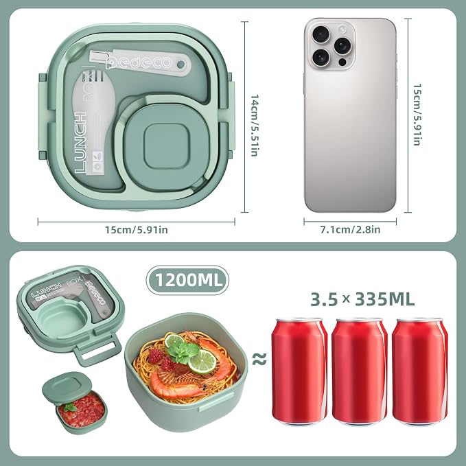Luch Box Set Stackable Stainless Steel Bento Box with Insulated bag,Leak-Proof,1-Tier Bento box,Lunch Box With Portabl Sauce Pod and Cutlery-for Kids/Toddler,Dishwasher Safe,Green