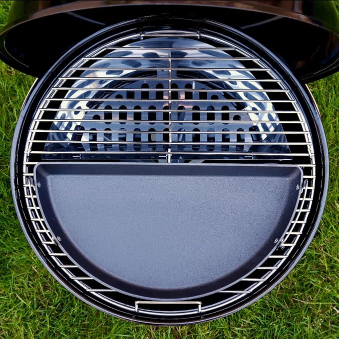 SnS Grills Slow ‘N Sear Cast Iron Drip 'N Griddle Pan 18", 3-in-1 Versatile Grill Accessory for Searing, Griddle and Drippings - Fits Weber & other 18” Kettle Grills