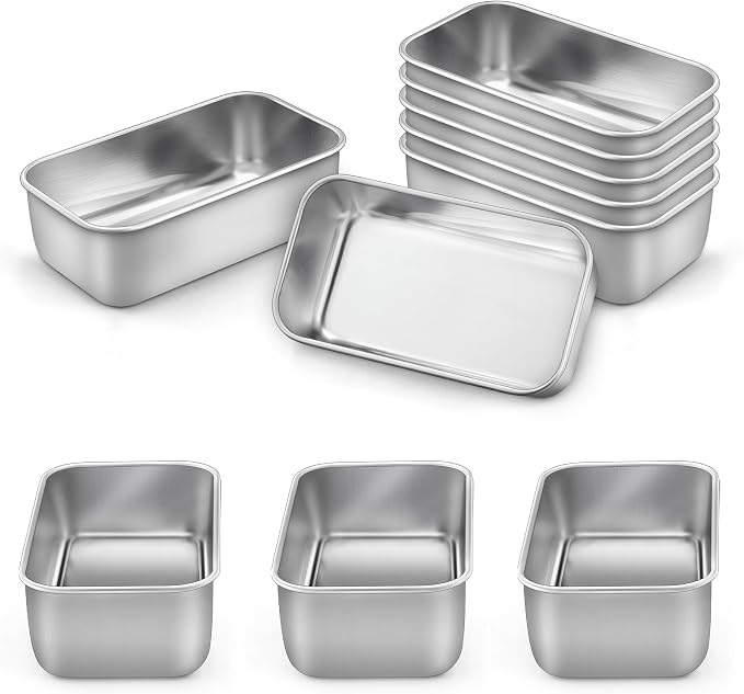 LIANYU 10CS 6.3 x 3.5 In Mini Loaf Pans for Baking Bread, Stainless Steel | Small Bread Loaf Pan Mold for Homemade Meatloaf, Metal Tin Loaf Baking Pan for Banana Sourdough Sandwich, Dishwasher Safe
