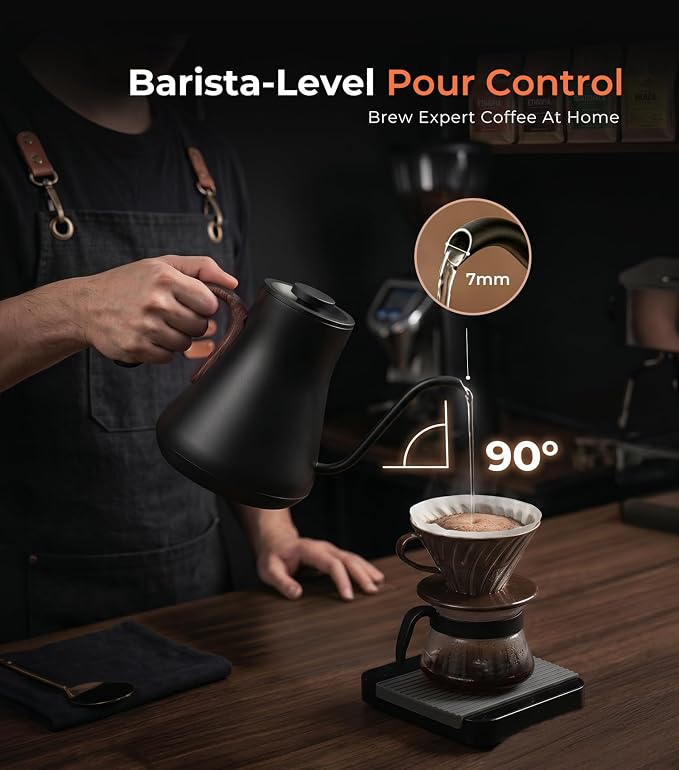 Epeios Gooseneck Electric Kettle With Temp Control,1200W,0.9L,Matte Black | Rapid Heating, Precision Pour-Over for Coffee & Tea,Smart Hot water Boiler, 304 Stainless Steel Interior, Auto Shut-Off
