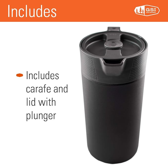 GSI Outdoors Glacier Stainless JavaPress, 30 fl oz, French Press Mug