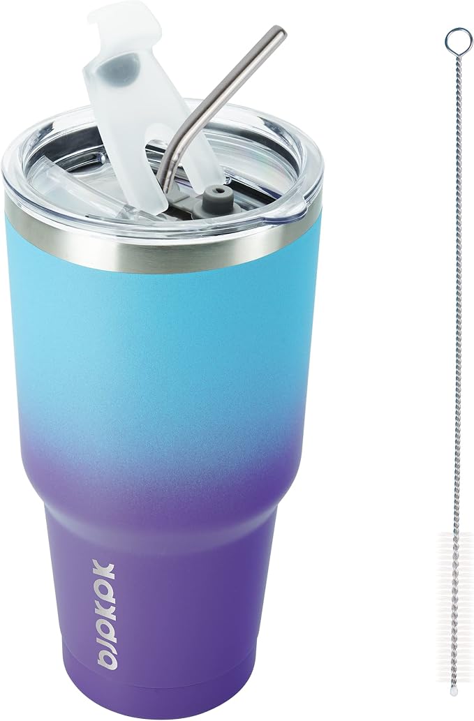 BJPKPK 30 oz Tumbler with Lid and Straw, Insulated Stainless Steel Cup | Double Wall Vacuum, BPA Free, Leak Proof, Keeps Hot/Cold, Travel & Beach Ready, Car Holder Fit, Ocean Dream