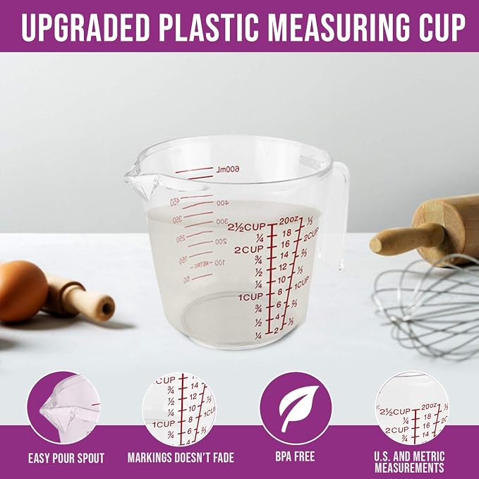 Measuring Cups and Spoons Set 13 Piece. Includes 10 Stainless Steel Measuring Spoons and Cups Set and 3 Plastic Measuring Cup. Liquid Measuring Cups Set and Dry Metal Measuring Cup Set