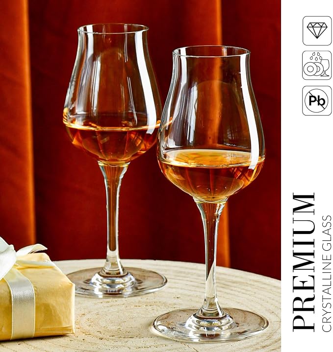 KROSNO Cognac Glasses Set of 4, 3.7 oz, Avant-Garde Collection | Drinking Tumblers, Lead-Free Crystal for Bourbon, Scotch, Cocktails ,Whiskey, Rum, Gift Set, Dishwasher Safe