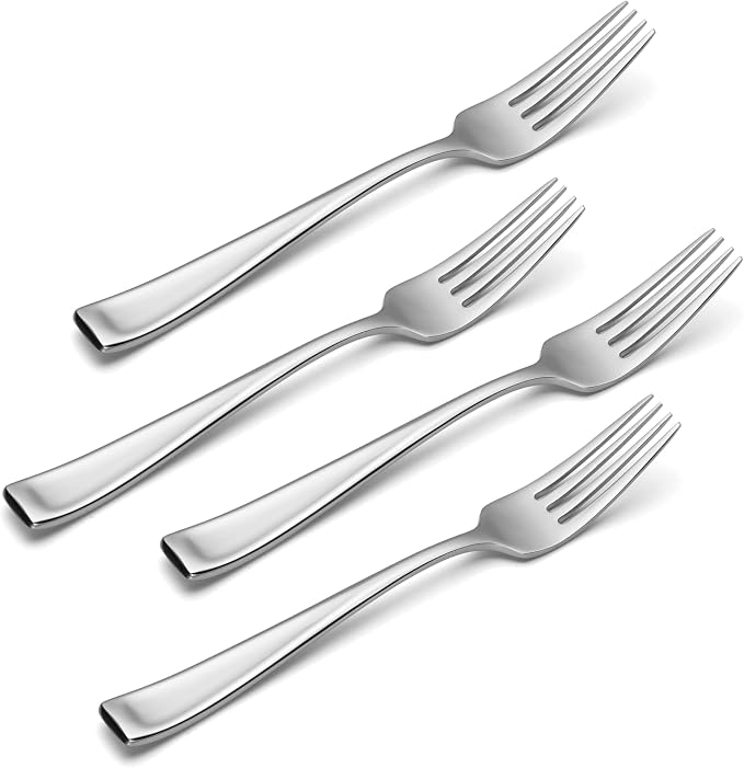 Oneida Moda Dinner Forks Silverware Set for 4, Flatware | mirror finish, dishwasher safe | cutlery set for kitchen and dining, utensil set, heavy duty, kitchen essentials