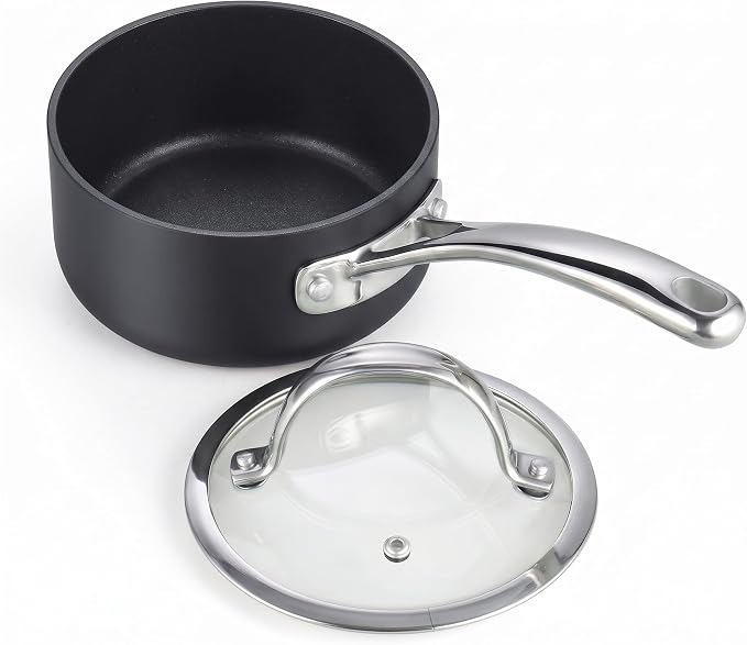 Cooks Standard Classic 1-Quart Hard Anodized Nonstick Saucepan with Glass Lid