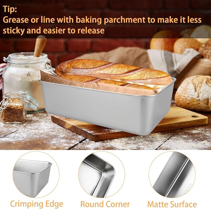 12 Pack Stainless Steel Loaf Pan 8.5 x 5.5 Inch Banana Bread Pan for Homemade Bread Loaf Pans for Baking Bread Tin Sourdough Bread Baking Pan Metal Sandwich Loaf Bread Pans for Meatloaf, Cake