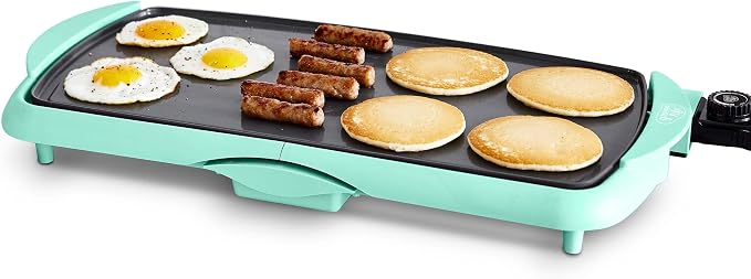 GreenLife 20" Extra Large Electric Griddle, Turquoise | PFAS-Free Ceramic Nonstick Coating, Temperature Control, Removable Dishwasher Safe Drip Tray, Pancakes, Eggs, Omelet, Burgers