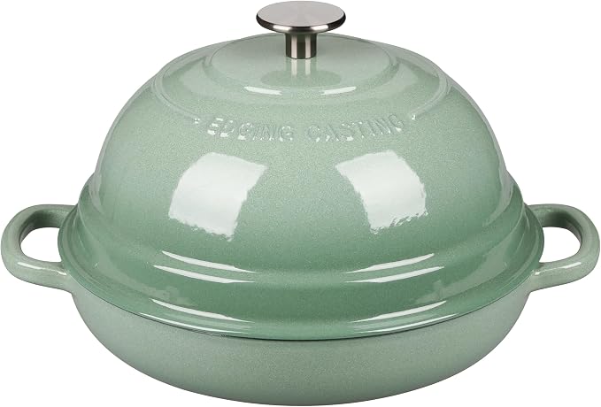 EDGING CASTING Enameled Cast Iron Dutch Oven Pot with Lid, Round Bread Oven for Homemade Sourdough Bread Baking, 6 Quart, Sage Green