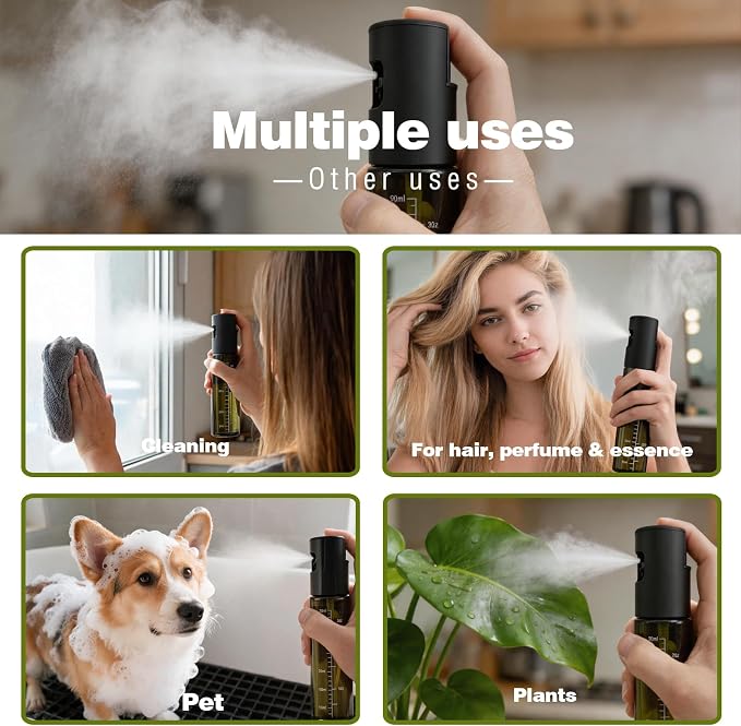 Oil Sprayer for Cooking, Light-Proof Olive Oil Sprayer Mister with Scale, 100ml Olive Oil Spray Bottle, Air Fryer Vegetable Vinegar Oil Portable Mini Kitchen Gadgets for Baking, Salad, Grilling, BBQ