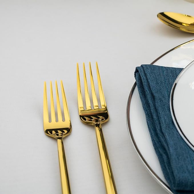 Alata Potter Gold 20-Piece Forged Silverware Set, Service for 4, Stainless Steel Flatware Set, Modern Design with Mirror Finish, Ideal for Home, Kitchen, Party, Camping