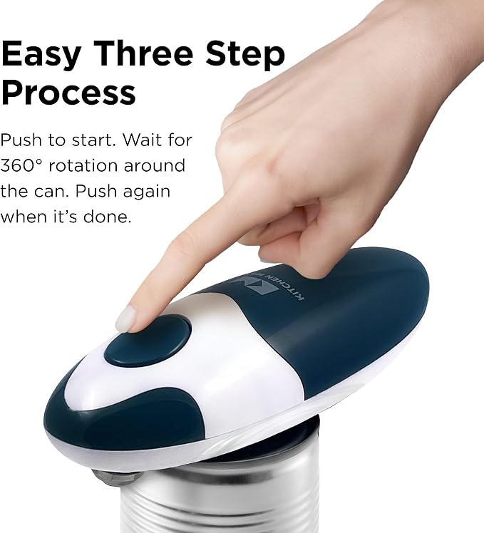 Kitchen Mama Auto 2.0 Electric Can Opener, Navy Blue | Refined Blade, Automatic Hands Free, Smooth Edge, Food-Safe, Battery Operated