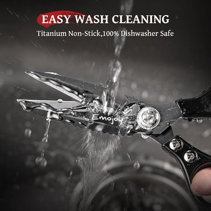 Kitchen Shears for Food, Titanium Kitchen Scissors All Purpose, Japanese 5Cr15MoV Steel Heavy Duty Blades for Meat, Herbs & Poultry, Dishwasher Safe