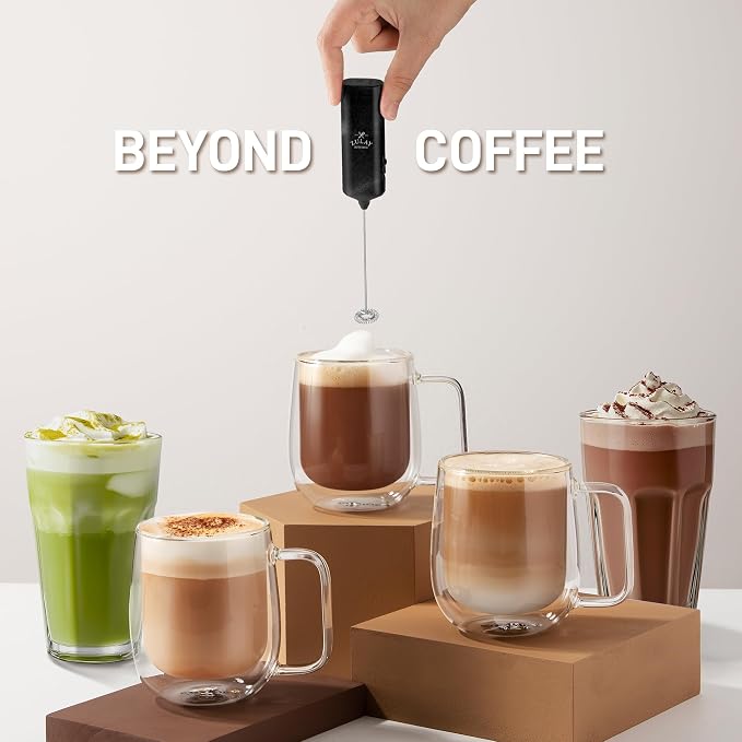 Mini & Mighty Milk Frother Wand – Powerful Handheld Coffee Frother, Battery Operated Drink Mixer – Compact Pocket Size – Detachable Whisk for Latte, Cappuccino, Matcha, Hot Chocolate