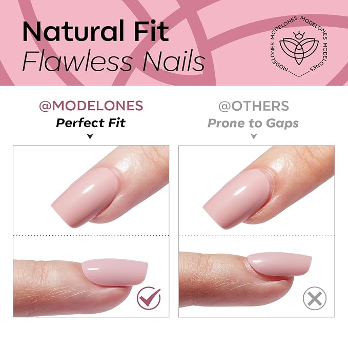 modelones Dusty Rose Short Press on Nails, Oval Fake Nails Kit | Press Ons with Nail Glue, Adhesive Tabs, Nail File, Prep Pad, Manicure Stick, 32Pcs 16 Sizes, Summer Women Girl Gift