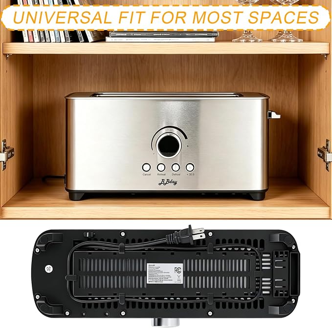 2 Slice Toaster, Long Slot Stainless Steel, 7 Browning Settings | Reheat, Defrost, Cancel, Removable crumb tray, compact design, bagel & thick bread compatible, overheat protection