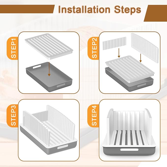 Kiss Core Adjustable Width and Thickness Bread Slicer for Homemade Bread | Bread Slicer Guide Foldable and Compact Cutting Guide with Crumb Tray Suitability for Homemade Bread Bagels Cakes