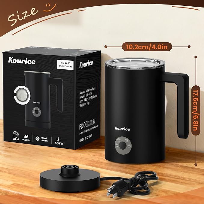 4-in-1 Electric Milk Frother & Steamer – Automatic Frother Machine, Barista-Style Hot & Cold Foam for Lattes, Cappuccinos, Iced Coffee, Quiet, One-Touch, Easy to Clean