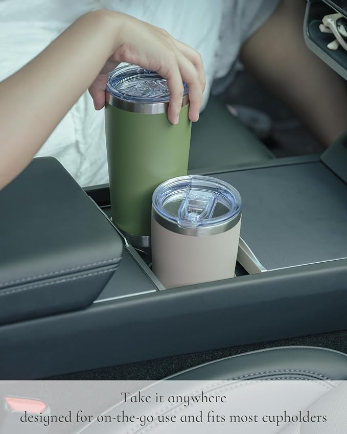 20oz Travel Coffee Tumbler 8 Pack, Lids and Straws, Stainless Steel | Double Wall Vacuum Insulated Tumbler, Coffee Mug for Hot & Cold Drinks, Fits Most Car Cup Holders, Periwinkle