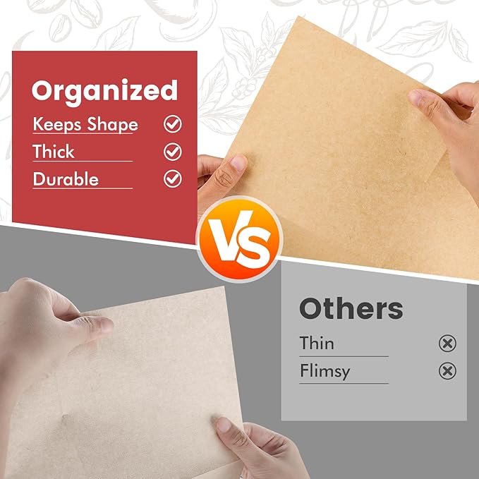 Pre-Folded Unbleached Cone Coffee Filters – Premium Thick Paper, Compatible with Pour-Over Coffee Makers (80 Filters)