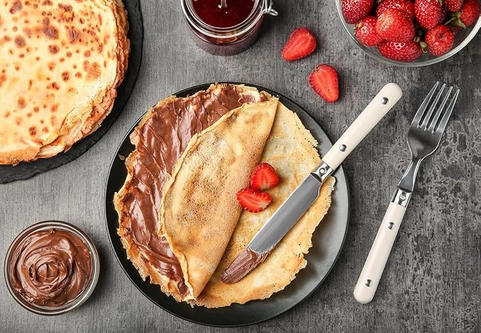 Moss & Stone White Electric Crepe Maker, 8" Portable Nonstick Crepe Pan | Nonstick dipping plate, auto shut-off, on/off switch, even heating, automatic temperature control, compact design