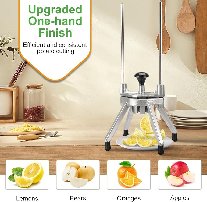 Commercial Lemon Cutter, 8-Wedge Citrus Wedger, 420 Stainless Steel | Lever-assisted cutting, cast aluminum body, V-shaped blade set, non-slip feet, clean uniform wedges, less fruit waste