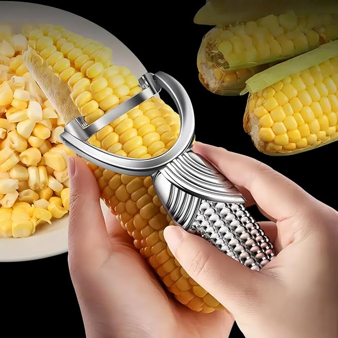 TEEVEA Corn Peeler Stainless Steel Corn Cob Stripper Tool | Rust resistant, easy to clean, dishwasher safe, handheld, for corn on the cob, sweet corn kernel stripping