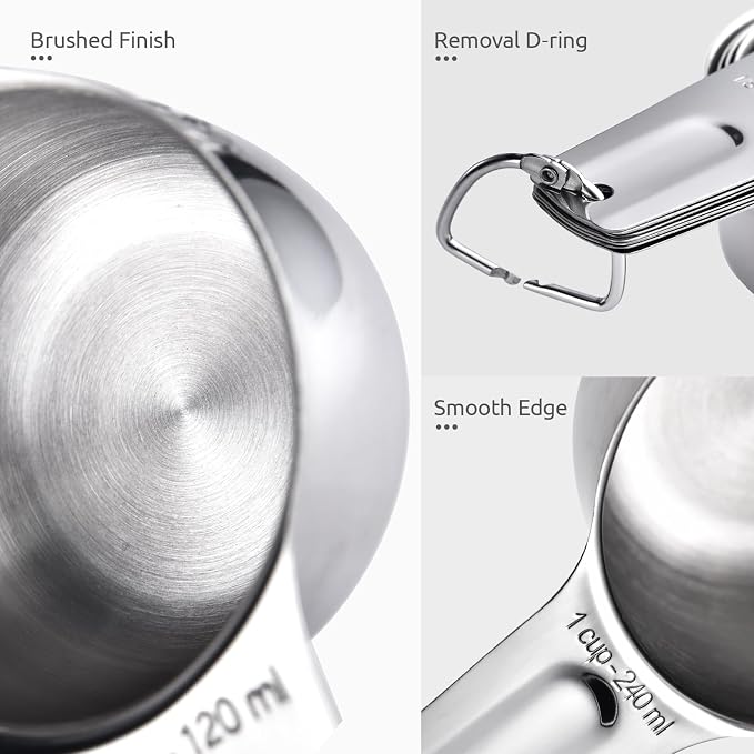 U-Taste Measuring Cups and Spoons, 18/8 Stainless Steel Measure Set of 12 | Metal Measuring Cups Spoons, Stackable Teaspoon Tablespoon Scoop Food Portions, Kitchen Gadgets for Dry & Liquid Ingredient