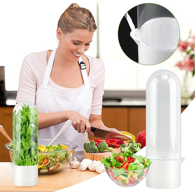 3 Pack Herb Keeper for Refrigerator, Vertical Herb Keeper for Fridge with Scissors, Vegetable Preservation Container for Cilantro, Parsley, Mint&Asparagus, Extends Freshness for 2-3 Weeks