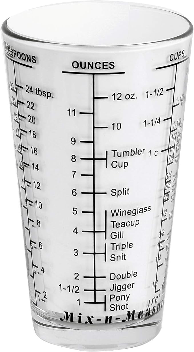 Kolder 26100 Mix N Measure Glass, Heavy Glass, Multi-Purpose Liquid and Dry Measuring Cup