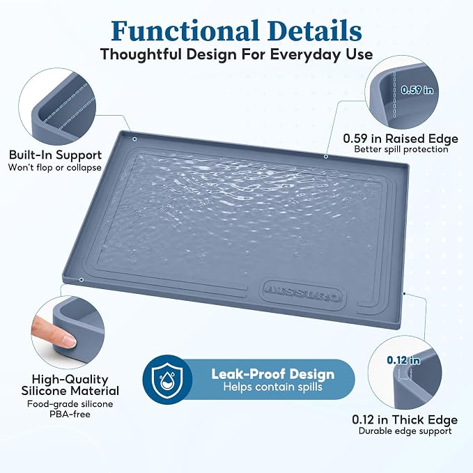 Under Sink Mat 25x19, Waterproof Liner for Under Sink Organizers, Dark Blue | BPA-Free Silicone with 0.59" Raised Edge Helps Contain Leaks, Spills & Drips to Protect Kitchen Cabinets
