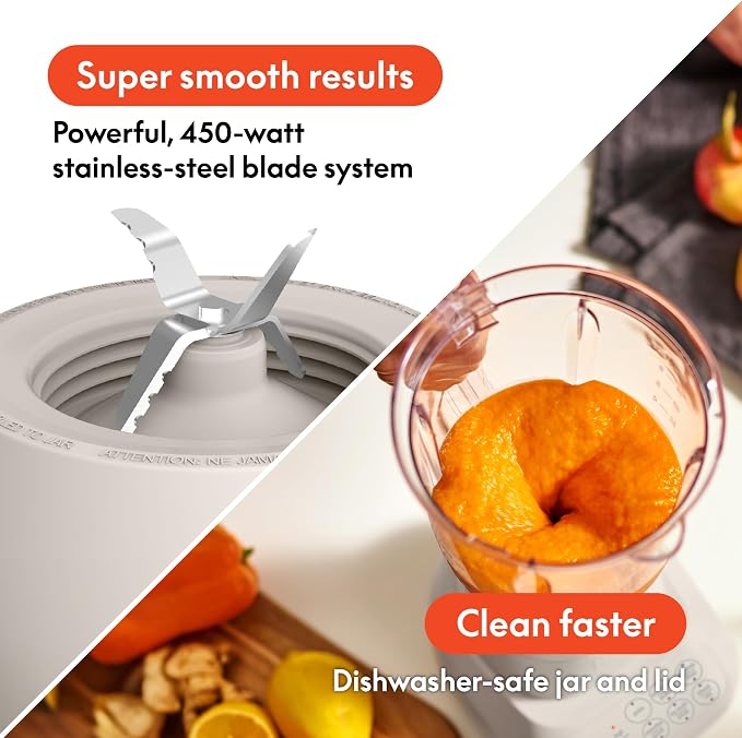 bella 10 Speed Countertop Blender,Juicer&Smoothie Maker,Fits-anywhere™ Kitchenware,Slim Flip&Store Design,Dishwasher Safe 48oz Capacity Pitcher-&Lid,Stainless Steel Blade,450 Watt,Oatmilk,(Pack of 2)