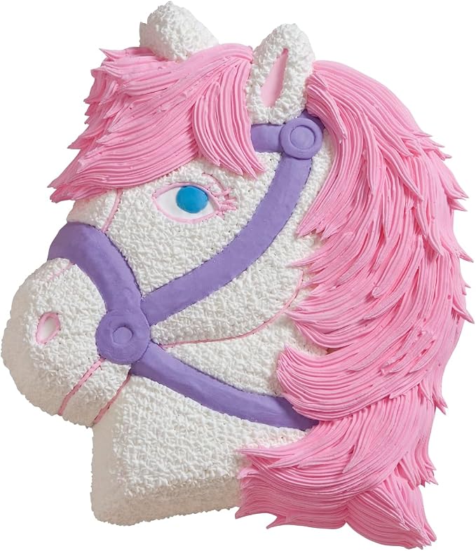 Wilton Aluminum Party Pony Cake Pan, Made Without PFAS | Natural Anodized Aluminum Bakeware, Even Heating & Rust-Resistant, Includes Decorating Guide, Perfect for Kids' Shaped Cakes