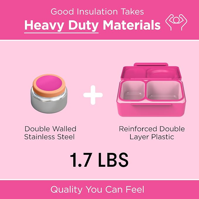 Omie OmieBox UP Kids Insulated Bento Box, Pop Pink