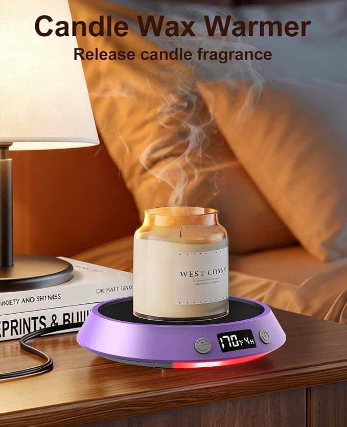 Kepwam Mug Warmer for Desk, Coffee Warmer with 3 Temp Settings & 2-9H Timer | 50W Fast Heating Beverage, LED Digital Display, Works for Coffee Mugs & Candle Jars, Multifunctional Gift fo Home & Office