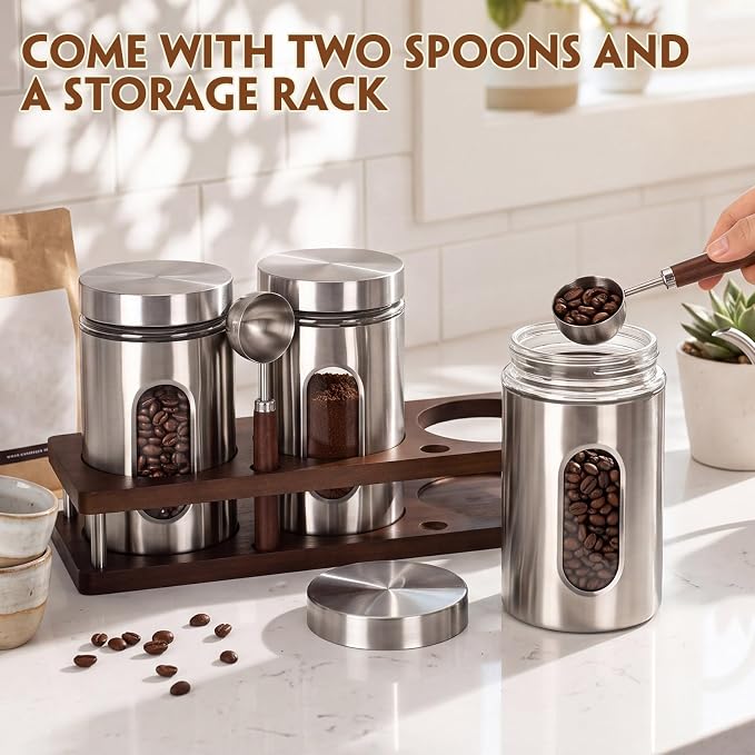 Coffee Ground Containers with Shelf,3,Classic Style,9.9 x 4.9''