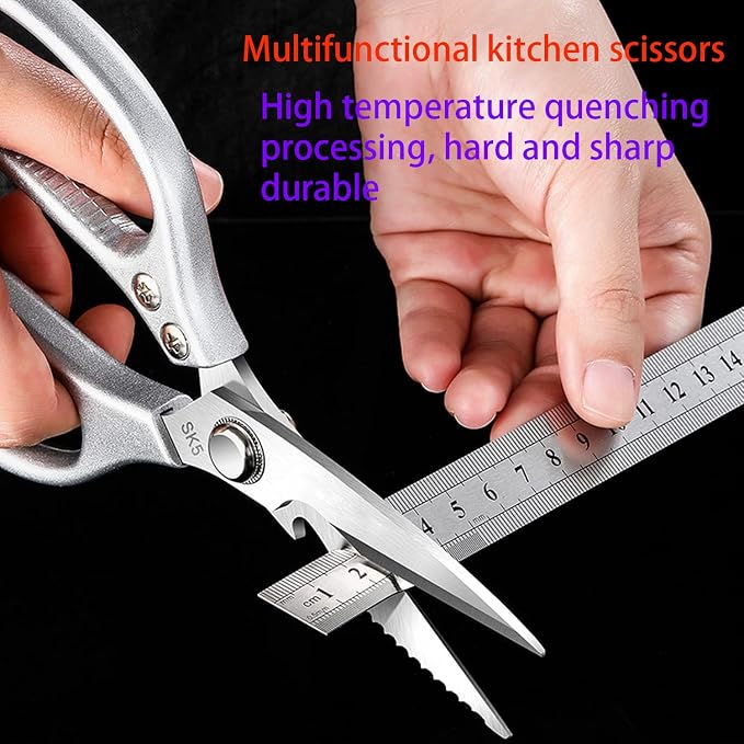 Sharp Kitchen Scissors Aluminum Alloy Handle Stainless Steel Cooking Shears | Heavy Duty Stainless Steel Cooking Shears, Sharp Multi-Purpose Food Scissors for Cutting Chicken, Meat, Poultry, Seafood