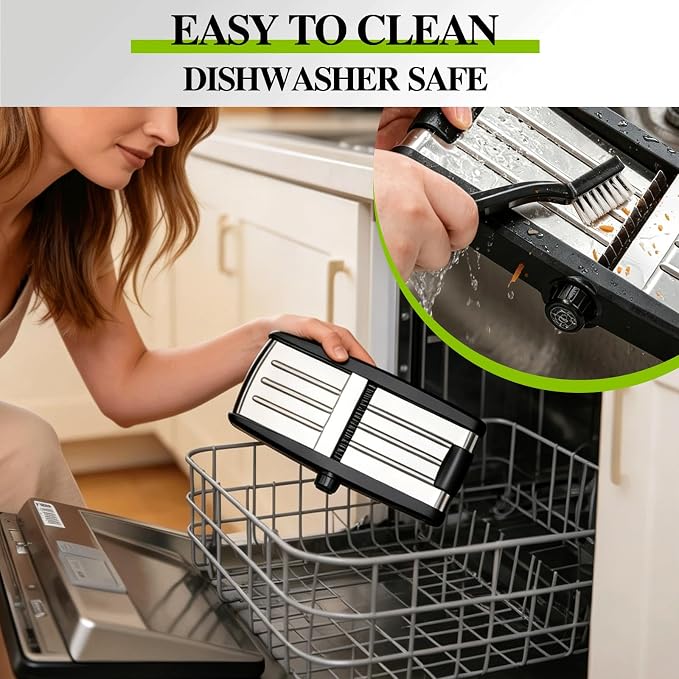 MASTERTOP Mandoline Slicer, 5 in 1 Mandoline Food Slicer, Dishwasher Safe | Stainless Steel Mandoline Slicer, Adjustable Vegetable Slicer for Fruit, Cheese, Send Cut Proof Gloves & Cleaning Brush