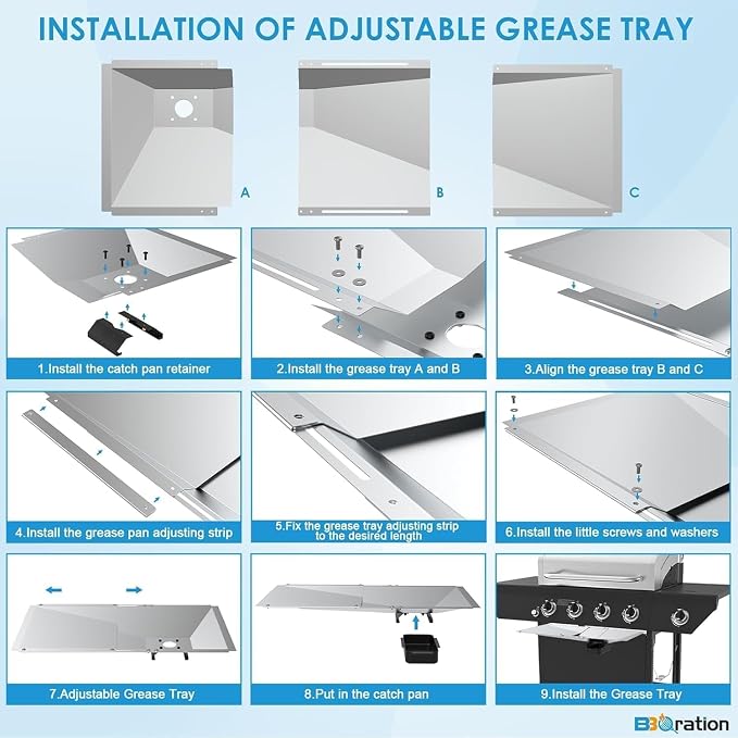 Universal Grease Tray, Catch Pan and Disposable Drip Pan for 3/4/5/6 Burner | Replacement Parts for Nexgrill 720-0830H 720-0882A, Charbroil, Dyna Glo, Kenmore Gas Grill