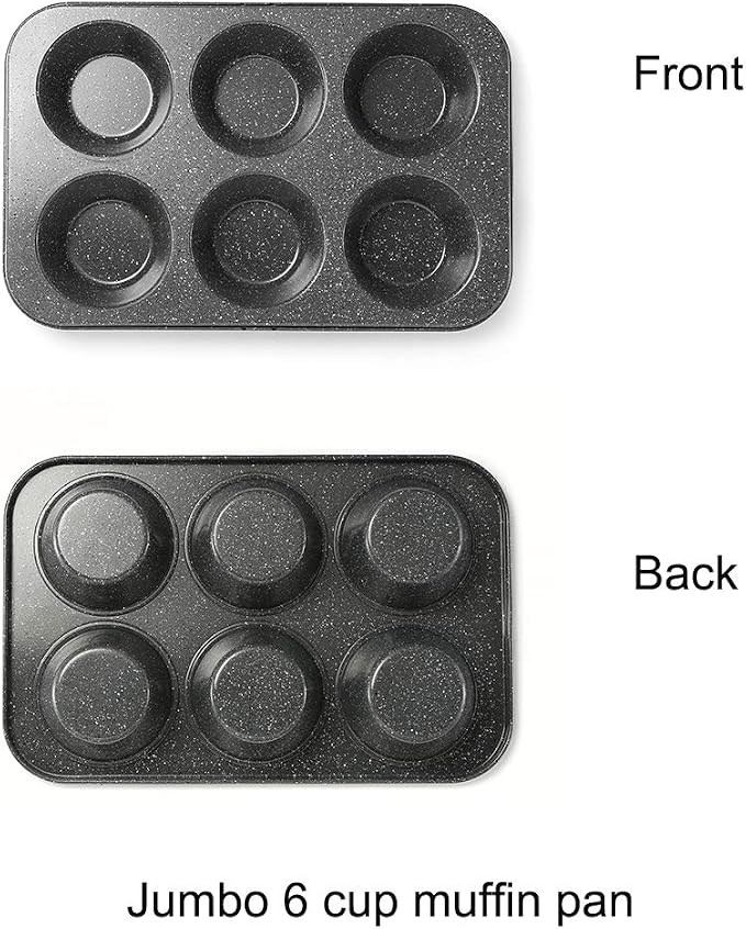 Monfish large muffin pan Jumbo Cupcake tin grey stone finish non sticking 3.5x1.75 inch cup