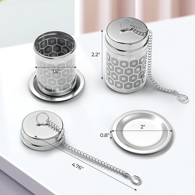Extra Fine Mesh Tea Infuser for Loose Leaf Tea Steeper 1.5”x2.2” | 304 Stainless Steel Tea Strainers & Filters for Loose Tea, Updated Slim Threaded Lid Tea Ball for Mug, Cup, Teapot, Kettle
