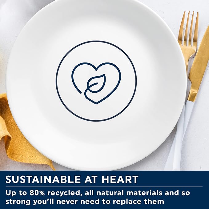 Corelle Dinnerware Set (4pc Set, Ocean Blues)-Set for 4 | Includes 4 x Dinner Plates | 80% Recycled Glass | 3 X More Durable, Half the Space & Weight of Traditional Ceramic