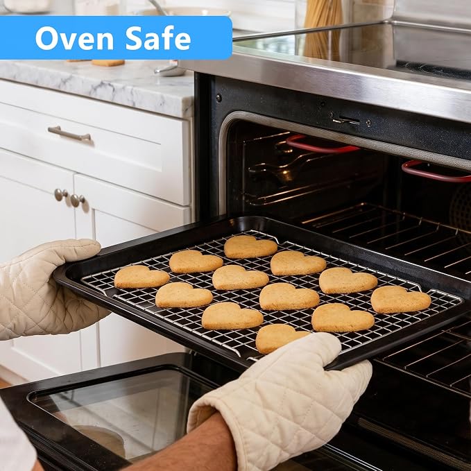 10"x15" Cooling Racks for Cooking & Baking, 2PCS Wire Rack | Heavy Duty Tight-Wire Design, Oven & Dishwasher Safe, Essential Baking Rack Set for Kitchen