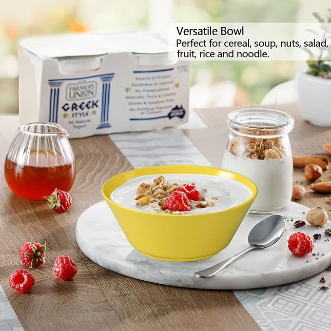 Unbreakable Large Cereal Bowls Set of 6, 32 Ounce BPA-Free Microwave & Dishwasher Safe Salad Bowls, Stackable Multicolor Kitchen Bowls for Serving, Soup, Oatmeal, Pasta, Camping & Daily Use
