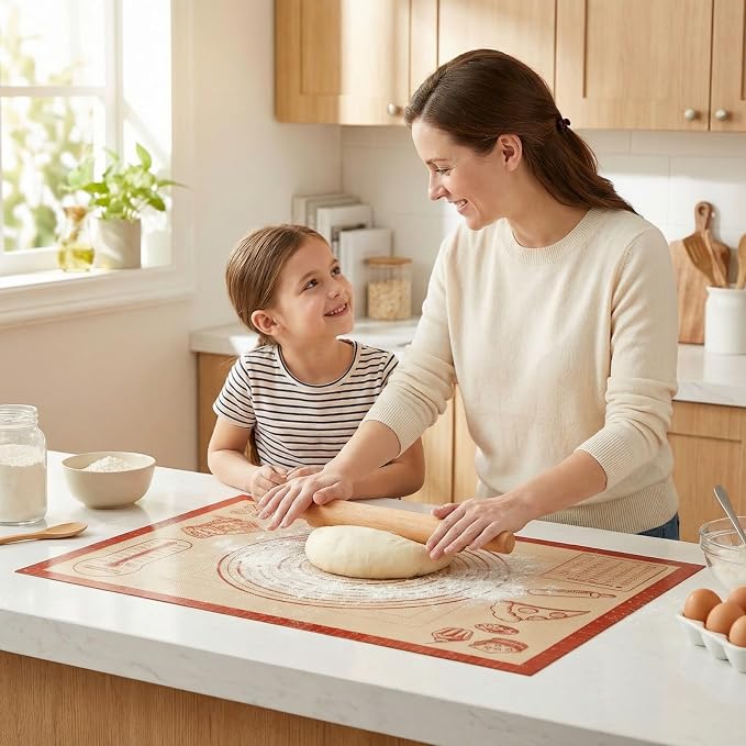 Silicone Baking Pastry Dough Mat - 28x20Inch Extra Large Thick Silicone Mat for Making Pie Bread Pizza, Nonslip Kitchen Pastry Mat for Dough Rolling Kneading, Heat Resistant Oven Liner Gift for Baker