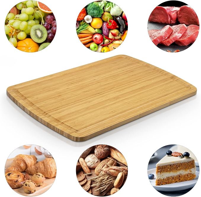 Fashionwu 76 cm Extra Large Bamboo Cutting Board for Kitchen, 30 x 20 Inch Large Wooden Cutting Boards with Juice Groove, Thick Butcher Block Cutting Board for Meat Vegetables, Large Charcuterie Board