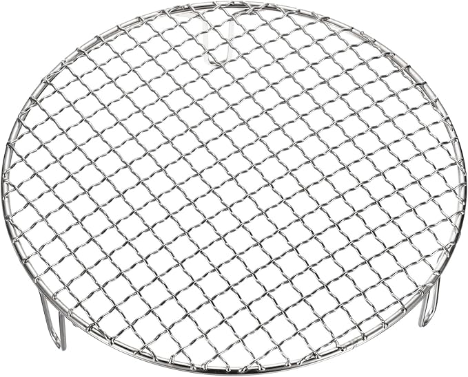 HARFINGTON Round Cooking Rack 9.5-inch Stainless Steel Cross Wire Barbecue Grill Net with 50mm Legs for Cooking Baking Steaming BBQ