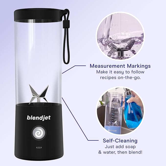 BlendJet 2 Portable Blender for Smoothies & Shakes - BlendJet Cordless Personal & Small Blender, USB-C Rechargeable & Self Cleaning - (Mint, 16 oz.)